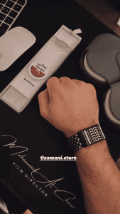 Zamani customer wearing Black Keffiyeh watch band