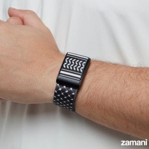 Person wearing Zamani Keffiyeh watch band - lifestyle photo