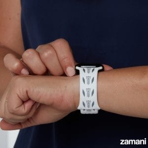 Person wearing Zamani Coffee Cups watch band - lifestyle photo