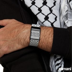 Person wearing zamani kuffiyeh watch band - lifestyle photo