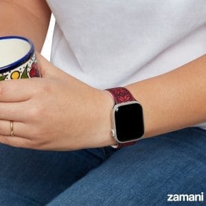 Person wearing Zamani Tatreez watch band - lifestyle photo