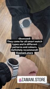 Zamani customer wearing Keffiyeh Olive Green Engraved watch band