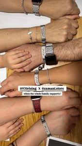 Zamani customer wearing Keffiyeh Olive Green Engraved watch band