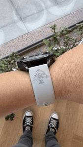 Zamani customer wearing Cedar watch band - social proof