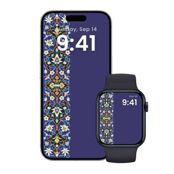 zamani heritage watch band - persian tiles blue