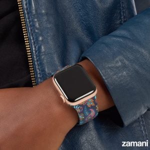 Person wearing Zamani Paisley watch band - lifestyle photo