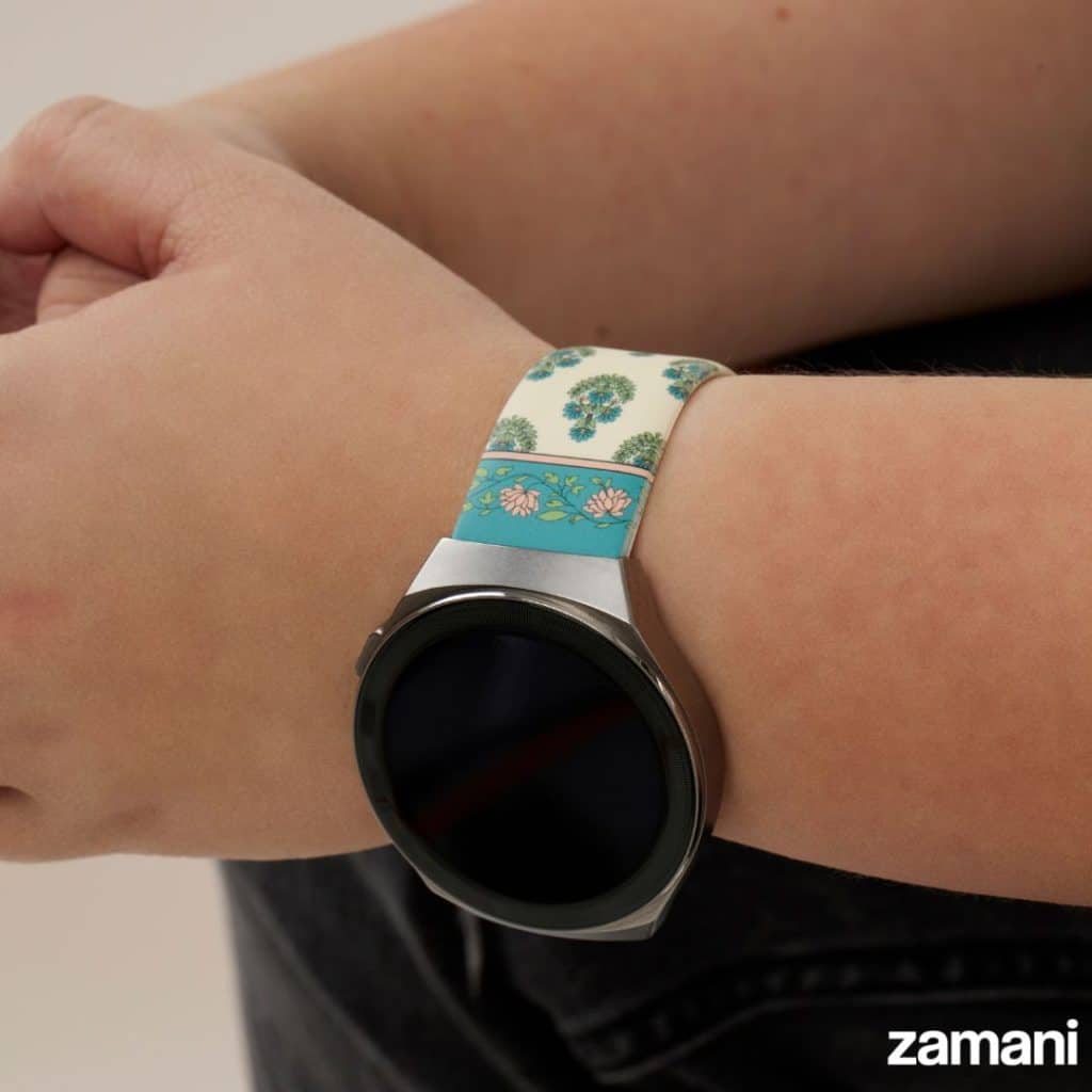 Person wearing Zamani Block Print watch band - lifestyle photo