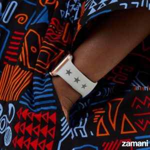 Person wearing Zamani Syrian Geometric Stars watch band - lifestyle photo