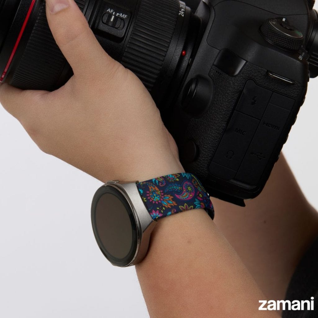 Person wearing Zamani Paisley watch band - lifestyle photo