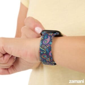 Person wearing Zamani Paisley watch band - lifestyle photo