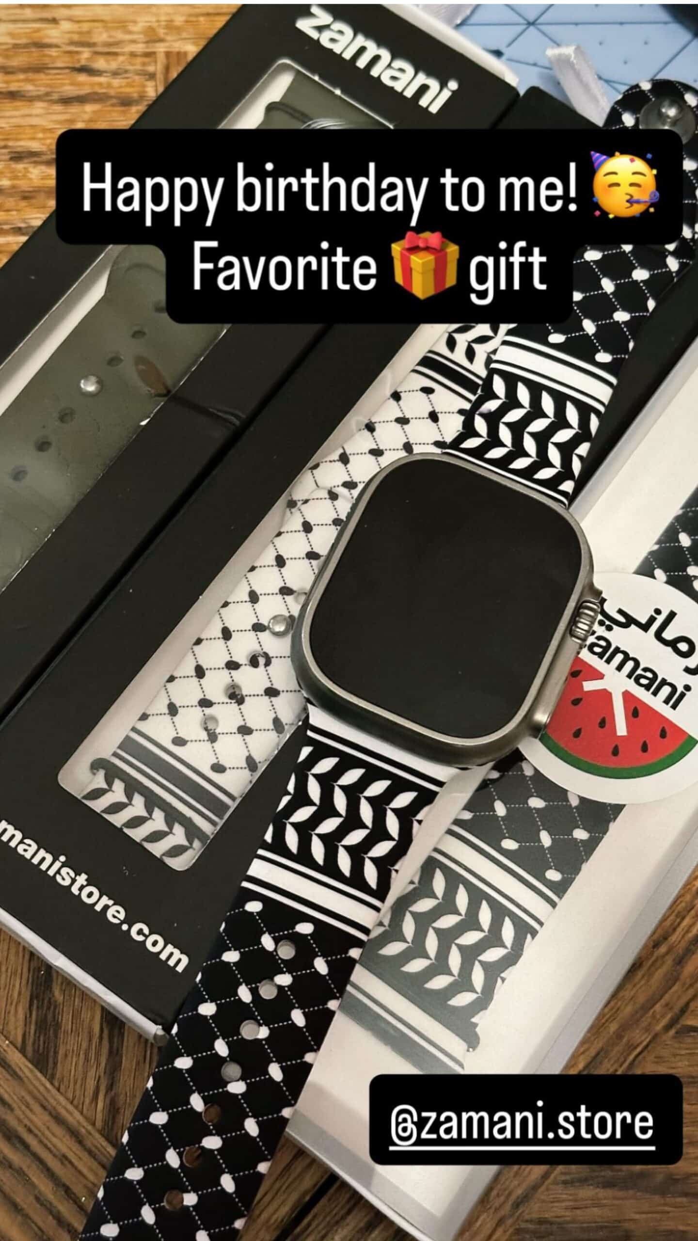 Stylish black and white patterned smartwatch strap, perfect for fashionable accessories.