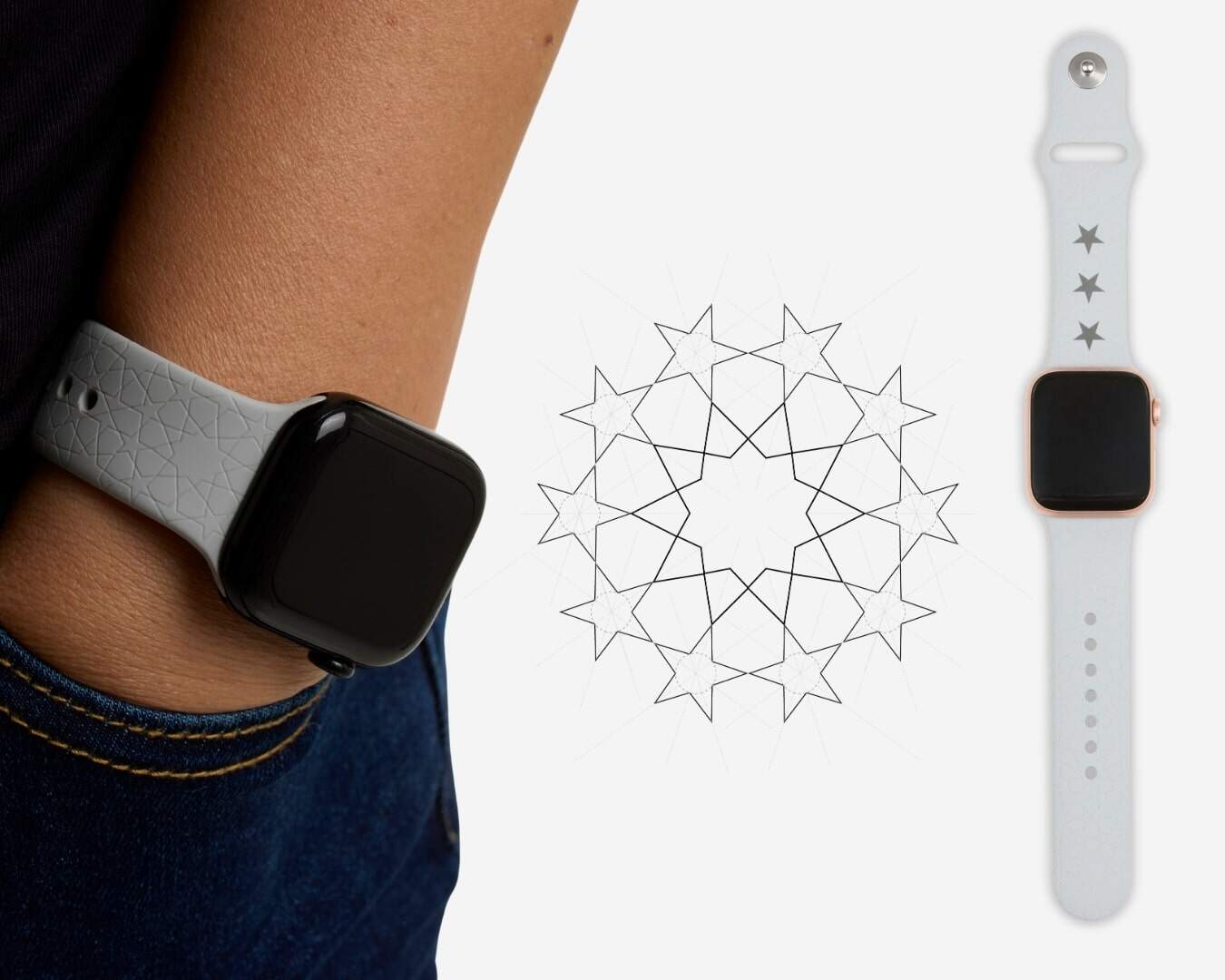 Smartwatch with white strap and black screen, stylish wearable tech for fitness and notifications.