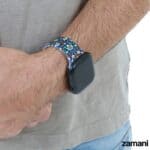 Persian Tiles Blue watch band lifestyle shot, Isfahan cobalt art