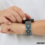 Persian Tiles Blue watch band on wrist, deep cobalt Isfahan tilework