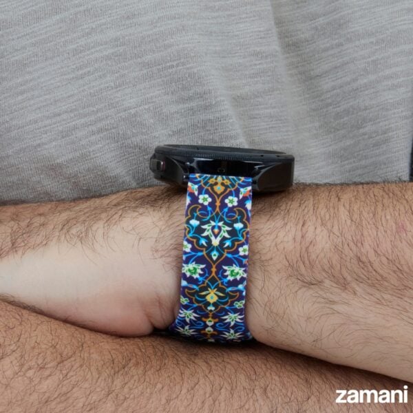 Persian Tiles Blue watch band detail, deep blue floral motifs