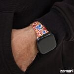 Persian Carpet watch band on Apple Watch, floral carpet motif