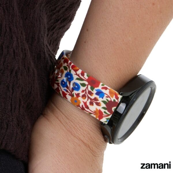 Persian Carpet watch band detail, heritage floral motifs