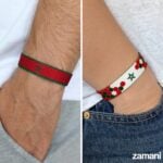 Morocco beautiful game wristband worn on wrist, both sides