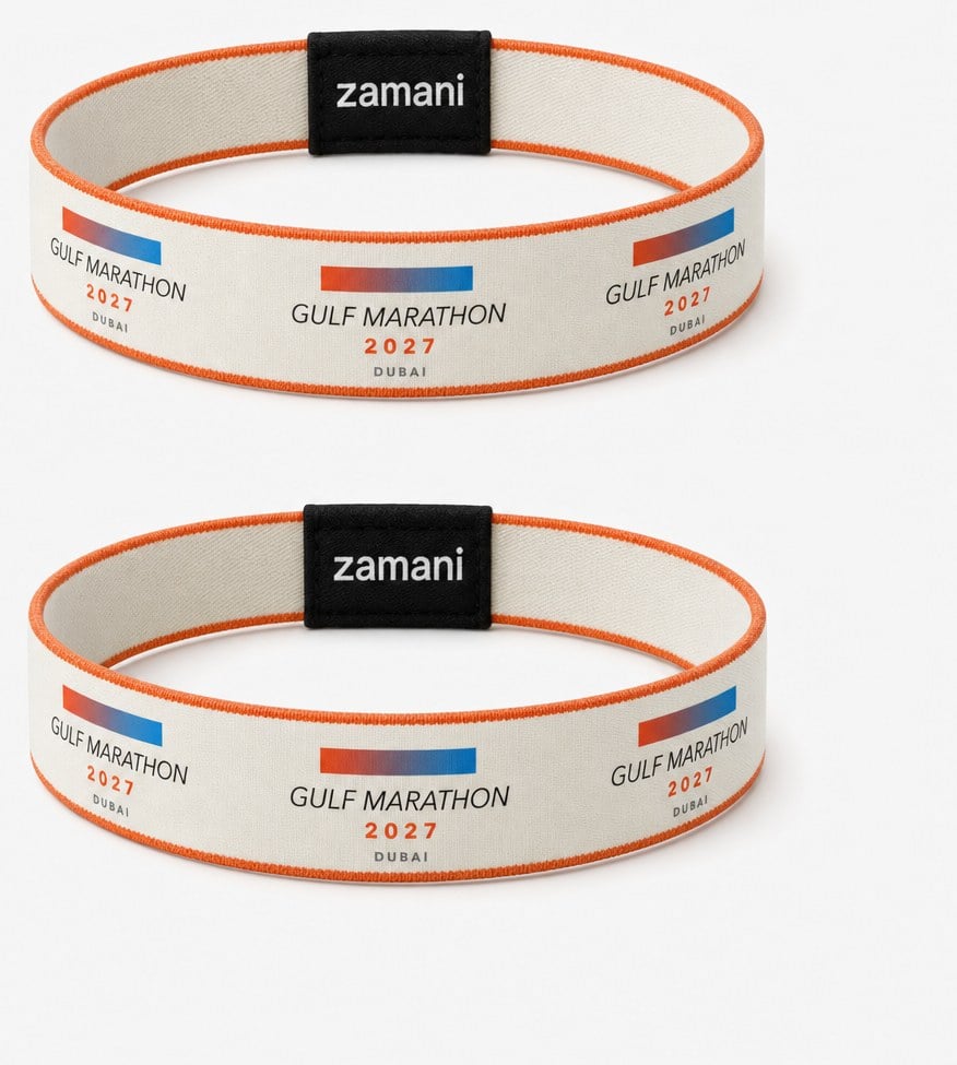 Sample event band with a gradient and small type