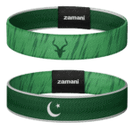 Pakistan cricket wristband, both sides, jersey side and flag side
