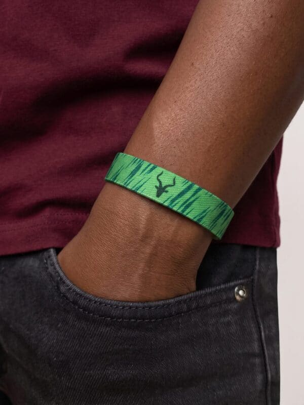 Pakistan reversible cricket wristband worn on the wrist, jersey side out