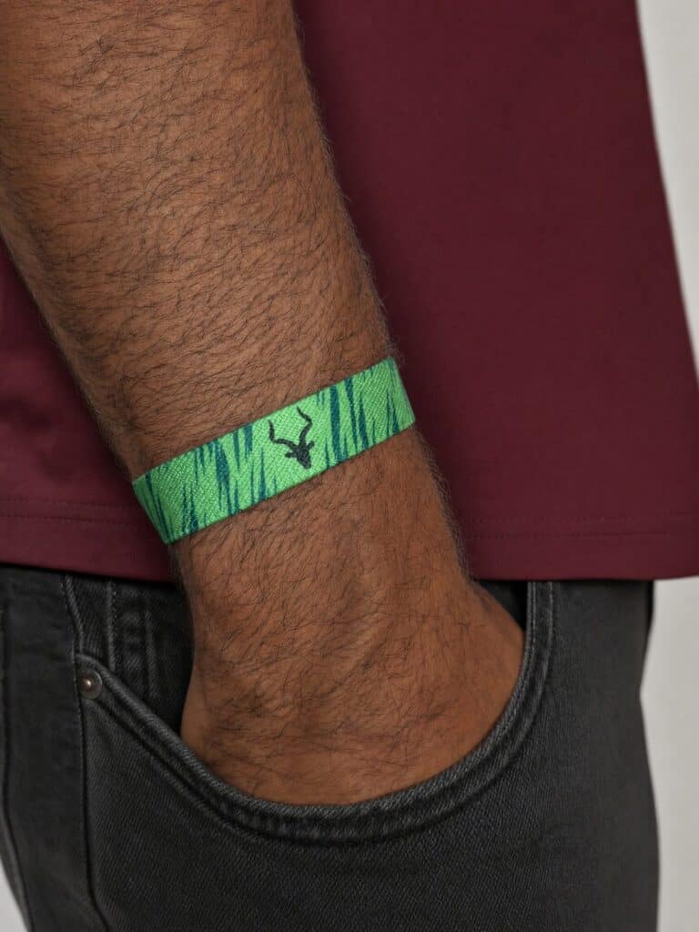 Pakistan cricket wristband worn on the wrist, jersey side out
