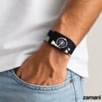 Dubai It Whoop band worn, black woven nylon with Dubai coastline print