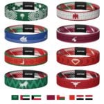 All eight Khaleeji wristbands with their national flags