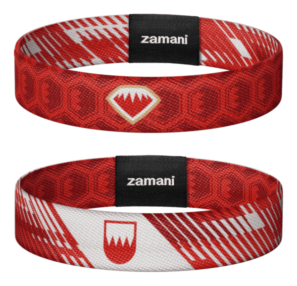 Bahrain Khaleeji reversible wristband, both sides shown