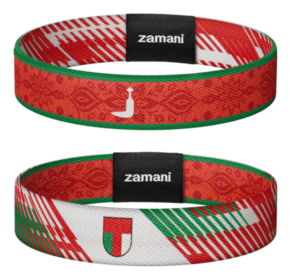 Oman Khaleeji reversible wristband, both sides shown