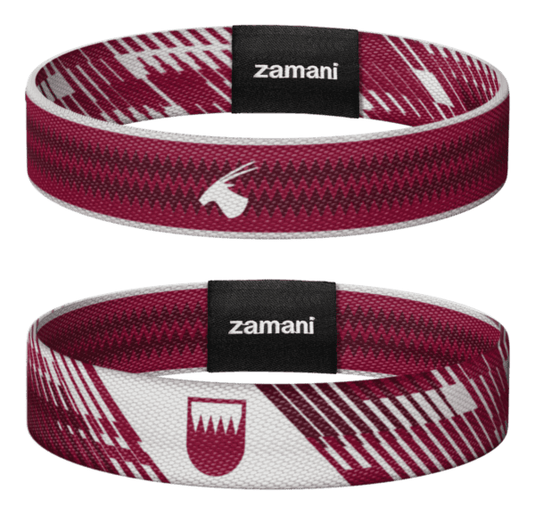 Qatar Khaleeji reversible wristband, both sides shown