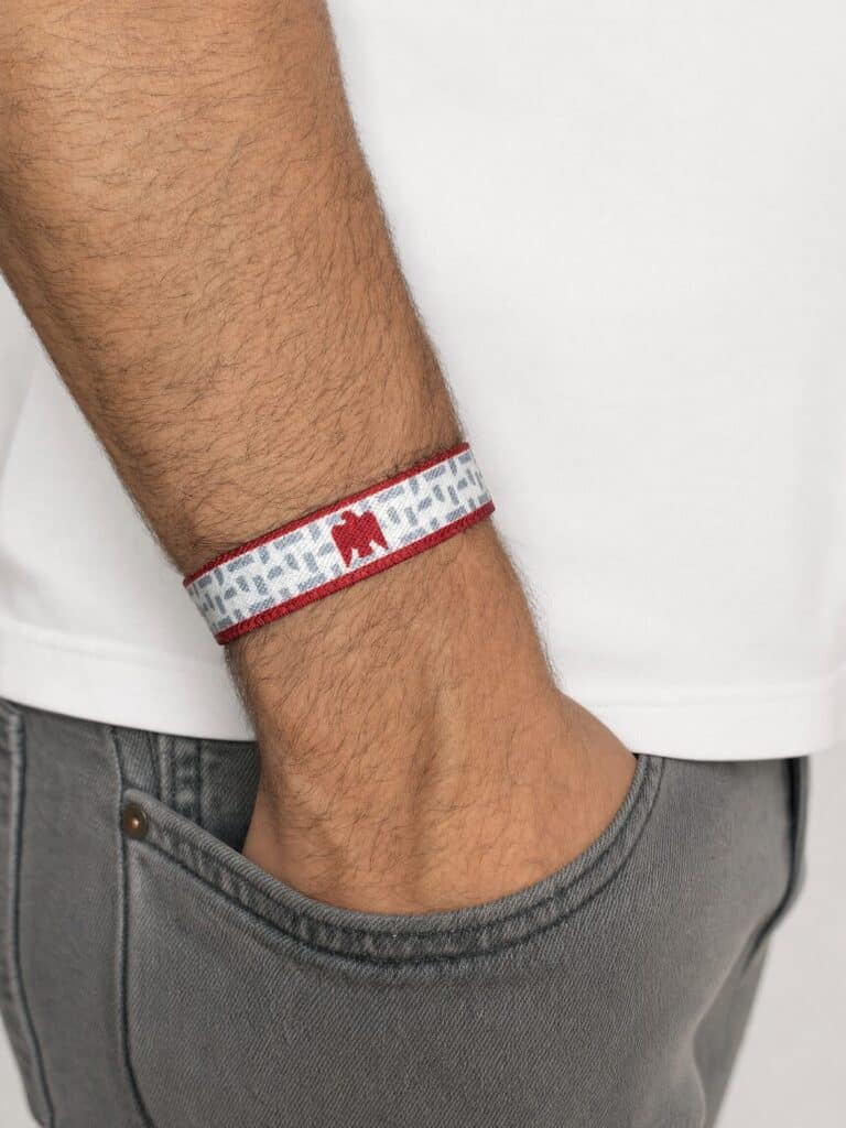 UAE Khaleeji 27 wristband worn on the wrist, jersey side