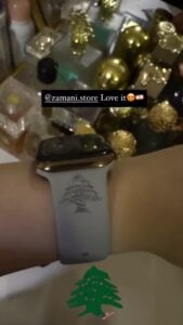 Customer wearing the Cedar engraved Apple Watch band