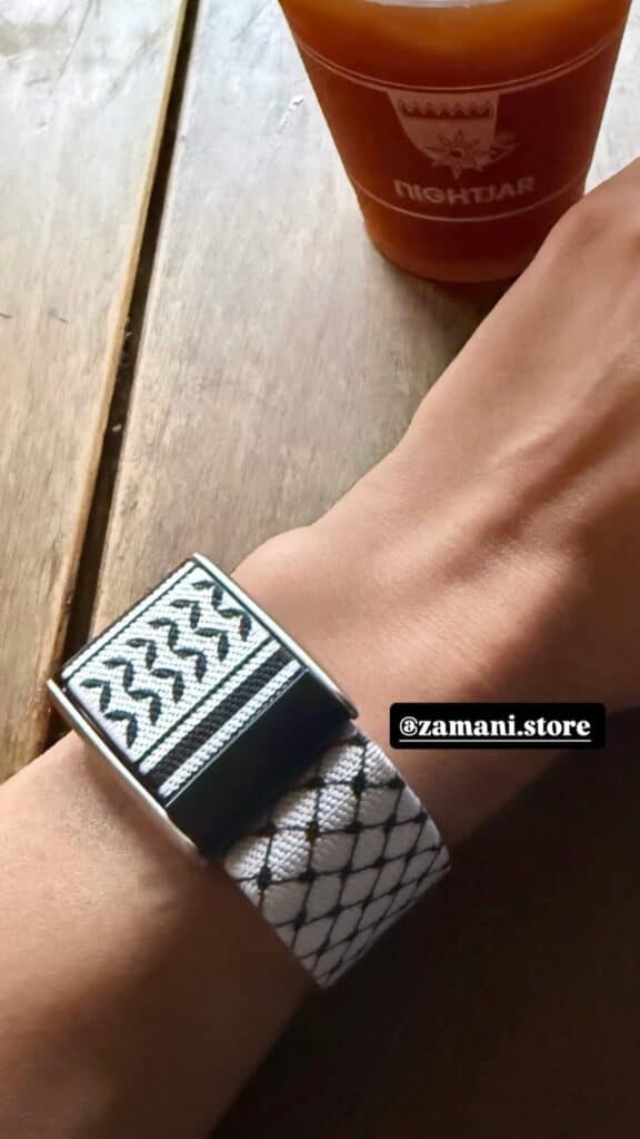 Customer wearing the Keffiyeh WHOOP band